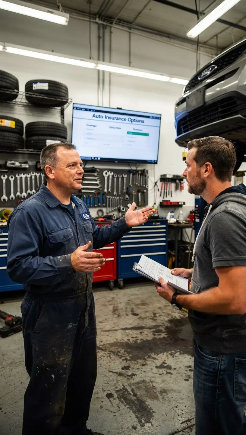 Grafika przedstawiająca samochód z napisem "Ubezpiecz swoje auto online".