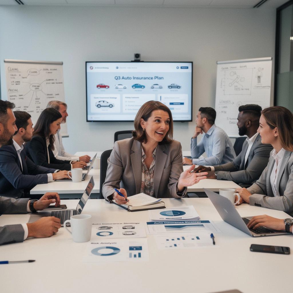 Grafika pokazująca szczęśliwą rodzinę korzystającą z ubezpieczenia samochodowego.
